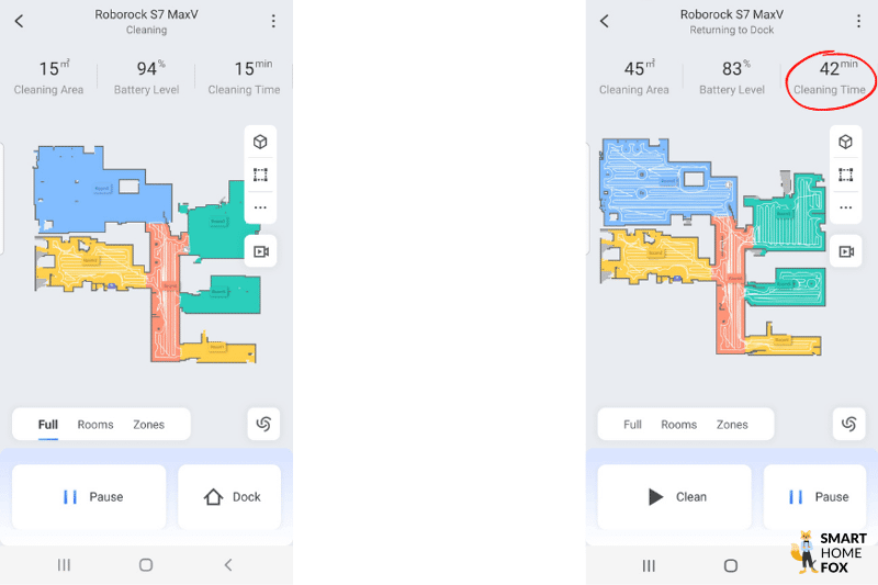 Die schnelle und strukturierte Navigation des Roborock S7 MaxV Ultra ist in der Handy-App zu sehen